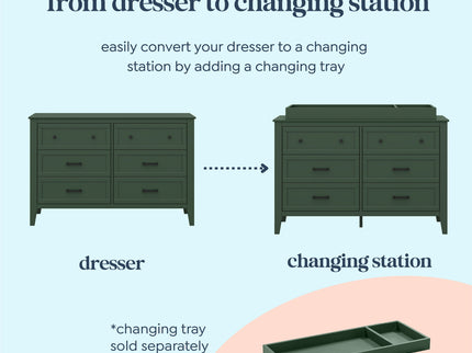 M24726FRGR,DaVinci,Beau 6-Drawer Dresser in Forest Green