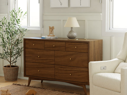 M15916NL,Palma 7-Drawer Double Dresser  Assembled in Natural Walnut