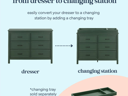 M12826FRGR,DaVinci,Charlie 6-Drawer Double Dresser in Forest Green