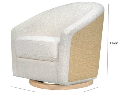 M5887WBCL,Babyletto,Madison Swivel Glider in Ivory Boucle and Cane w/Light Wood Base