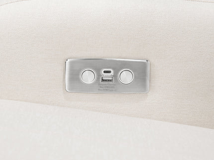 M23188PCMEWLB,Babyletto,Nami Glider Recliner w/ Electronic Control and USB in Performance Cream Eco-Weave w/Light wood base