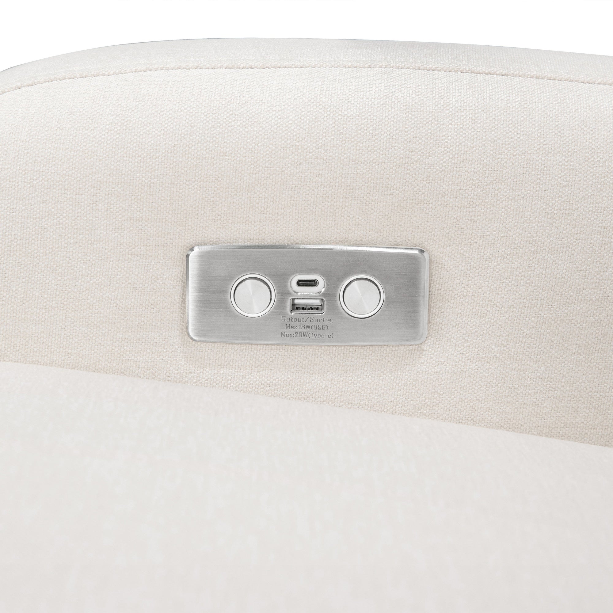 M23188PCMEWLB,Babyletto,Nami Glider Recliner w/ Electronic Control and USB in Performance Cream Eco-Weave w/Light wood base