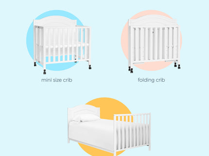 M12898W,DaVinci,Charlie Folding Portable 3-in-1 Mini Crib in White