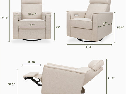 M17186PBEW,Namesake,Willa Plus Power Glider Recliner w/ Power Headrest in Performance Beach Eco-Weave