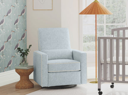 M10887HBLCM,DaVinci,Piper Recliner in Heathered Blue w/ Cream Piping
