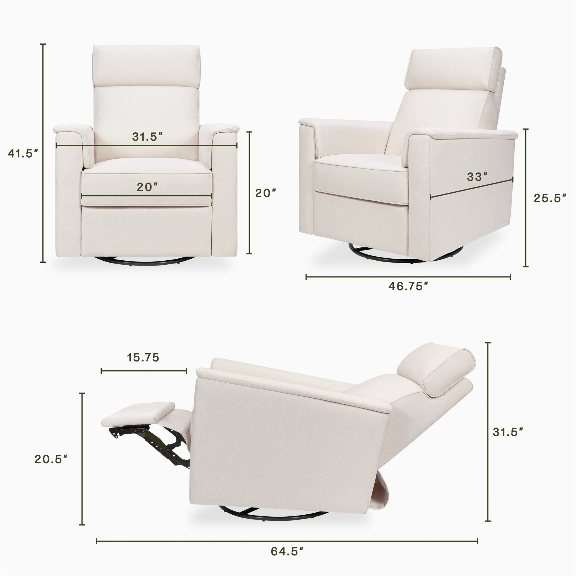 M17182PCMEW,Namesake,Willa Pro Power Glider Recliner w/ Power Lumbar in Performance Cream Eco-Weave