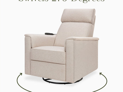 M17183PBEW,Namesake,Willa Deluxe Power Glider Recliner w/Heat&Massage in Performance Beach Eco-Weave