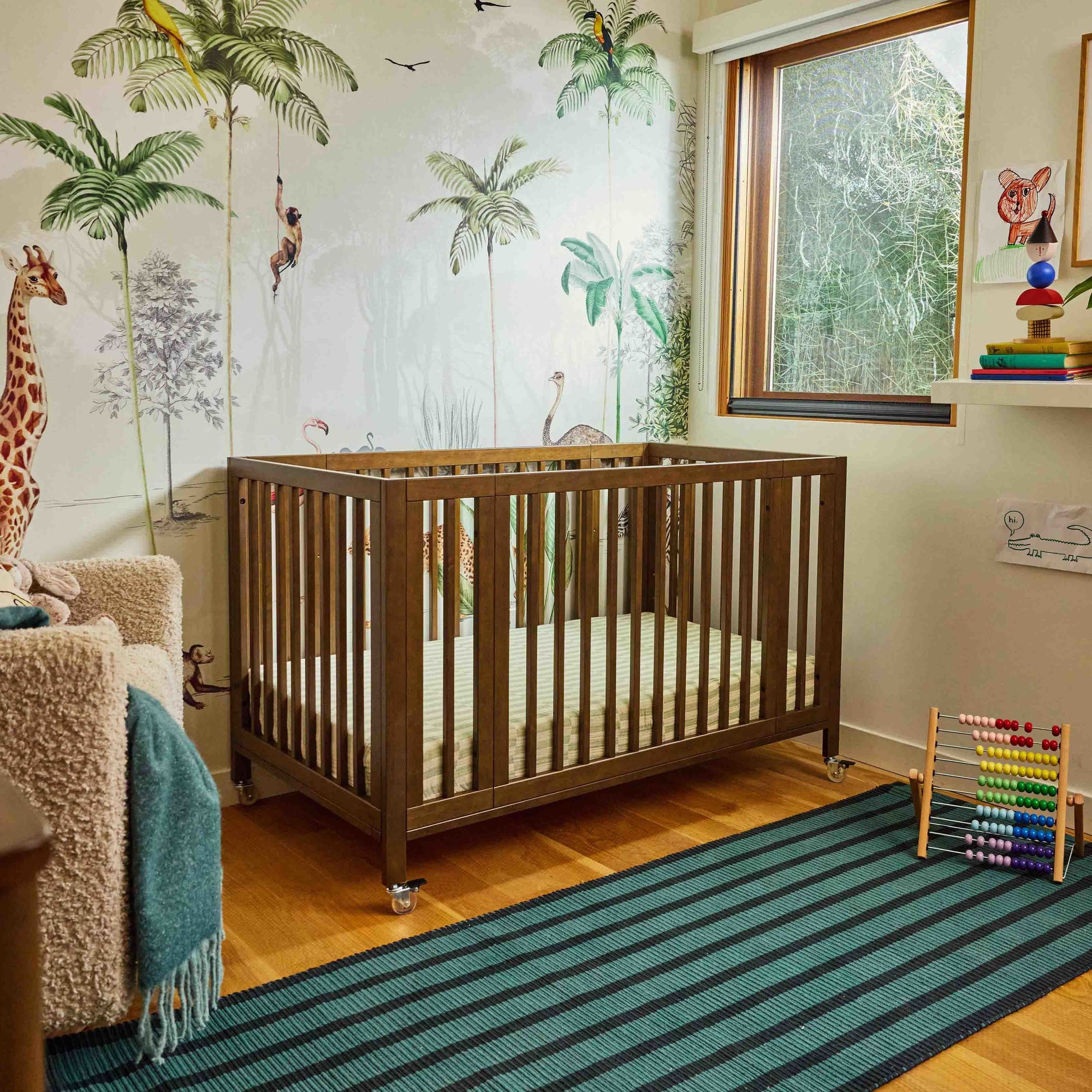 M30880NL,Babyletto,Rolli 9-in-1 Convertible All-Stages« Crib w/ Bassinet & Toddler Bed Kits in Natural Walnut