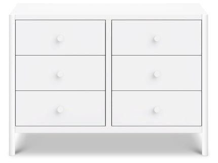 M25126W,DaVinci,Birdie 6-Drawer Dresser in White