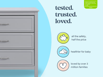 M12823G,DaVinci,Charlie 3-Drawer Dresser in Grey