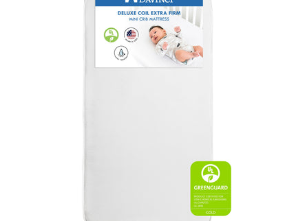 M5382C,DaVinci,Deluxe Coil Extra Firm Mini Crib Mattress 100% Non-Toxic & Waterproof