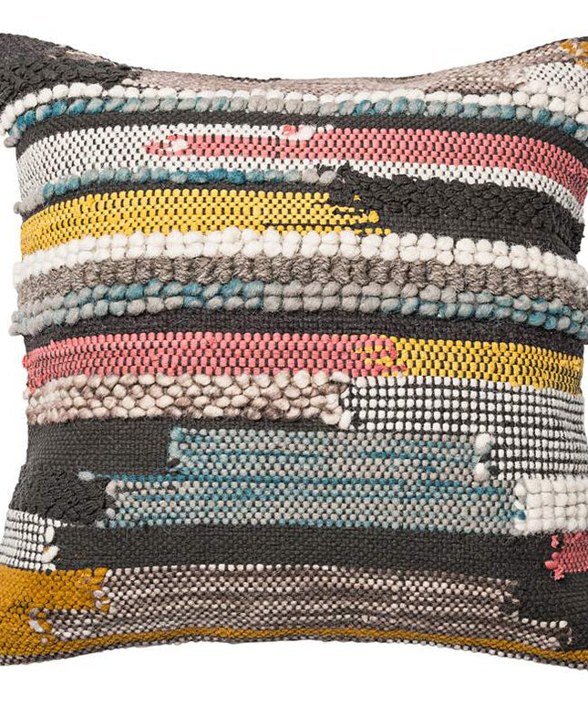 Urban Boho Multicolor Textured 22" Square Accent Pillow