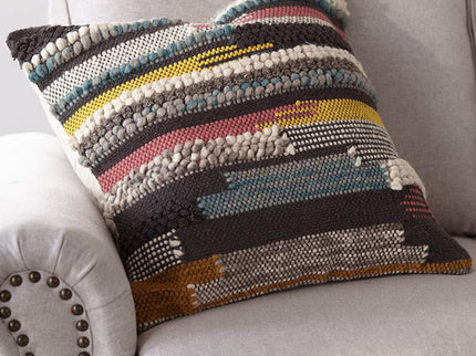 Urban Boho Multicolor Textured 22" Square Accent Pillow
