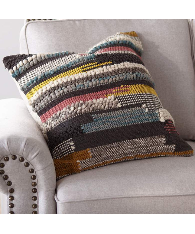 Urban Boho Multicolor Textured 22" Square Accent Pillow