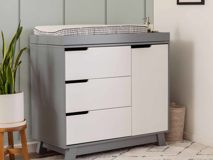 M4223GW,Babyletto,Hudson 3-Drawer Changer Dresser w/Removable Changing Tray in Grey/White