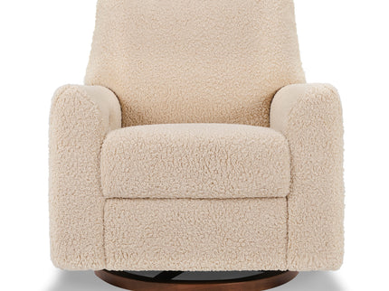 M24087CSGDB,Nursery Works,Sunday Power Recliner and Swivel Glider in Chai Shearling w/ Dark Wood Base