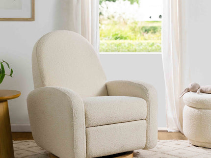 M23188WBLB,Babyletto,Nami Glider Recliner w/ Electronic Control and USB in Ivory Boucle w/Light Wood Base