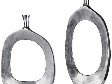 Uttermost Cierra Textured Nickel 2-Piece Modern Vase Set