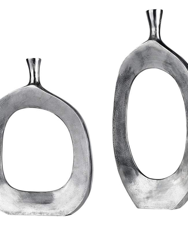 Uttermost Cierra Textured Nickel 2-Piece Modern Vase Set