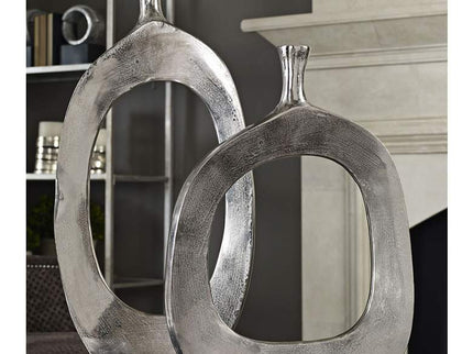 Uttermost Cierra Textured Nickel 2-Piece Modern Vase Set