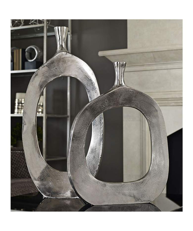 Uttermost Cierra Textured Nickel 2-Piece Modern Vase Set
