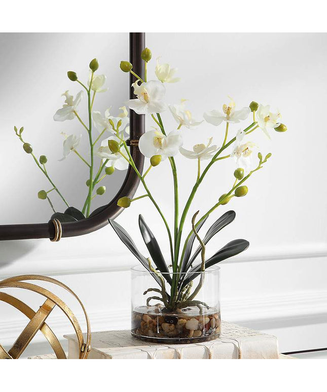 Uttermost Glory White Orchid 13"H Faux Flowers in Container