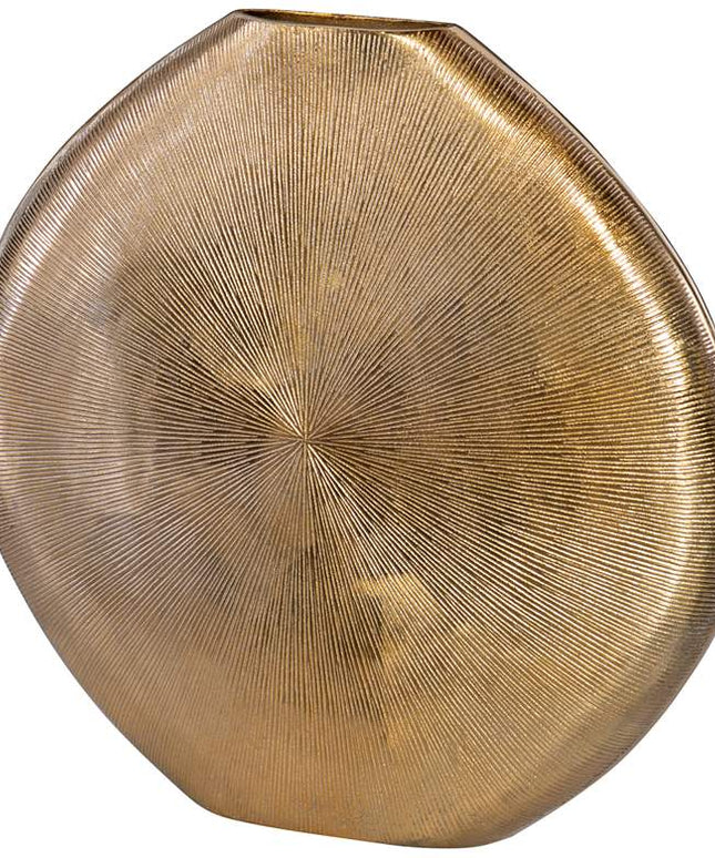 Uttermost Gretchen 23" High Ribbed Gold Modern Vase