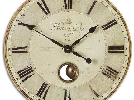 Uttermost Harrison Gray Brass 23" Round Wall Clock