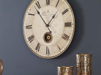 Uttermost Harrison Gray Brass 23" Round Wall Clock