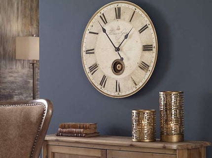 Uttermost Harrison Gray Brass 23" Round Wall Clock
