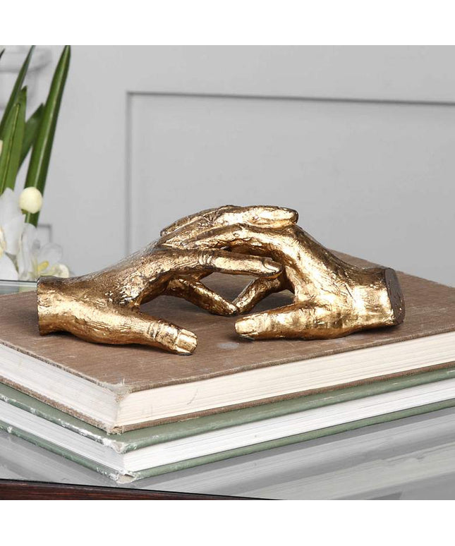 Uttermost Hold My Hand 9" Wide Antique Gold Leaf Figurine