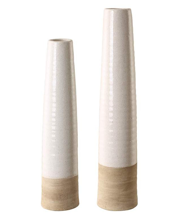 Uttermost Ivory Sands 23" High White Ceramic Vases Set of 2