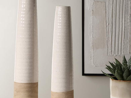 Uttermost Ivory Sands 23" High White Ceramic Vases Set of 2