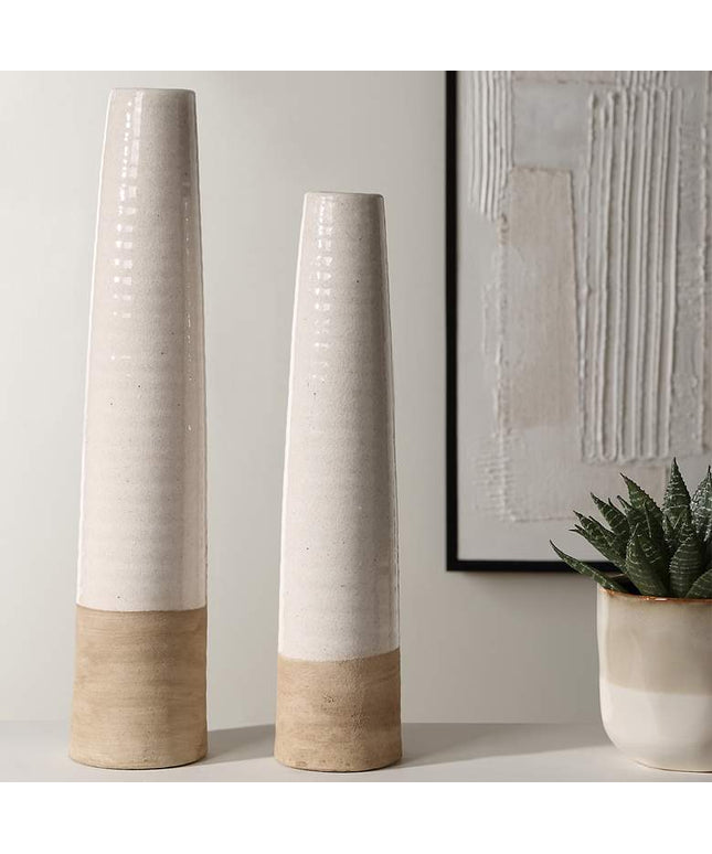 Uttermost Ivory Sands 23" High White Ceramic Vases Set of 2