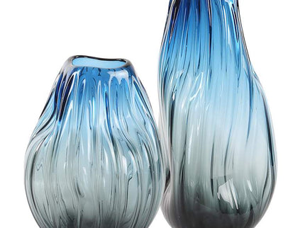 Uttermost Midnight Horizon Ombre Blue 2-Piece Glass Vase Set