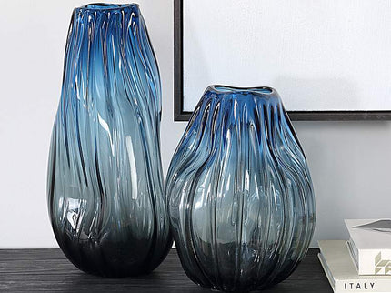 Uttermost Midnight Horizon Ombre Blue 2-Piece Glass Vase Set