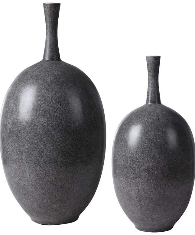 Uttermost Riordan Black and White Ceramic Vases Set of 2
