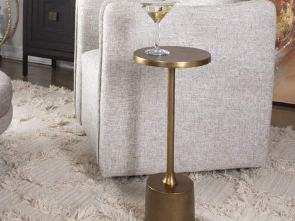 Uttermost Sanaga 10" Wide Textured Antique Gold Modern Drink Table