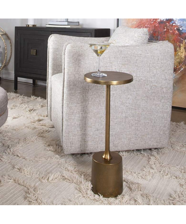 Uttermost Sanaga 10" Wide Textured Antique Gold Modern Drink Table