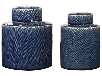 Uttermost Saniya Saphhire Blue Ceramic Containers Set of 2
