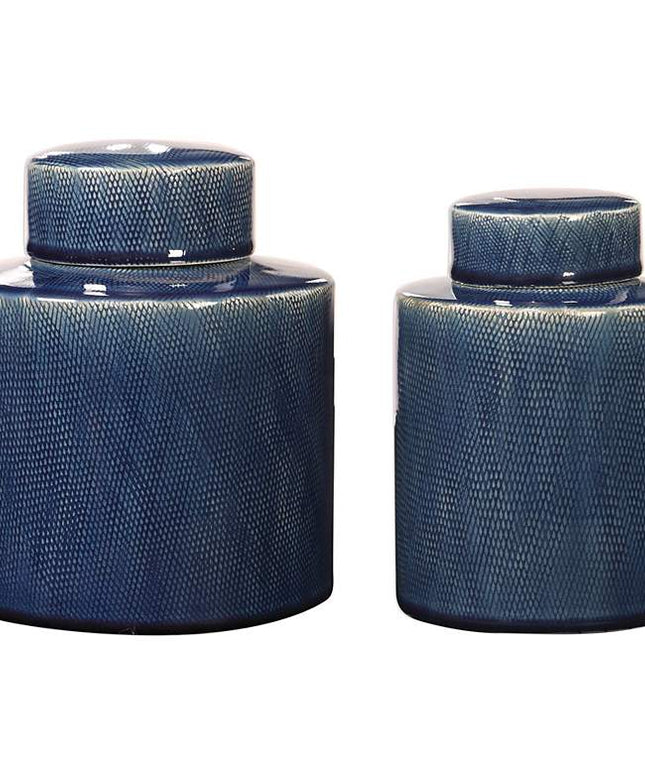 Uttermost Saniya Saphhire Blue Ceramic Containers Set of 2