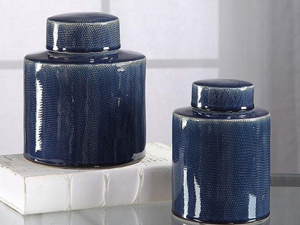 Uttermost Saniya Saphhire Blue Ceramic Containers Set of 2