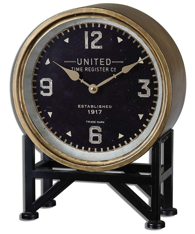 Uttermost Shyam Vintage Brass 16" High Table Clock