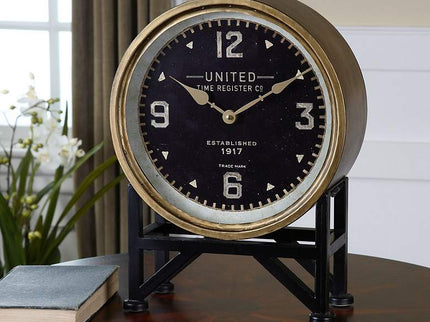 Uttermost Shyam Vintage Brass 16" High Table Clock