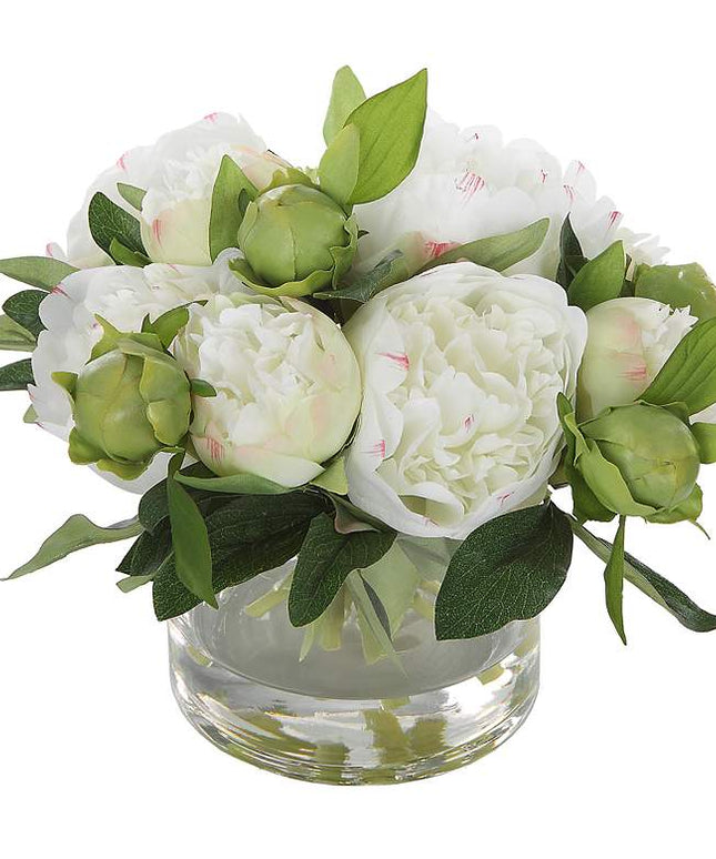 Uttermost White Garden Peony 10" Wide Faux Flowers in Vase