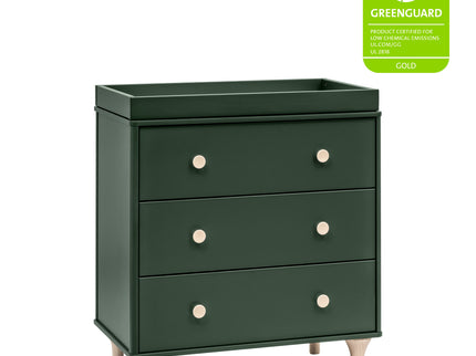 M9023FRGRNX,Babyletto,Lolly 3-Drawer Changer Dresser w/Removable Tray  Forest Green/Washed Natural