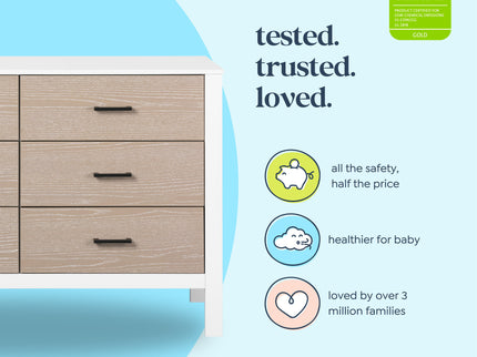 F23226WCWD,Carter's,Radley 6-Drawer Dresser in White & Coastwood