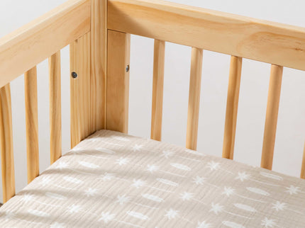 T27033,Babyletto,Beach Bum Muslin All-Stages Midi Crib Sheet in GOTS Certified Organic Cotton