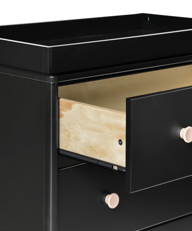 M9023BNX,Babyletto,Lolly 3-Drawer Changer Dresser w/Removable Changing Tray in Black/Washed Natural