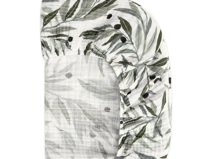 T28236,Babyletto,Olive Branches Muslin Mini Crib Sheet in GOTS Certified Organic Cotton
